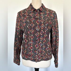 Coldwater Creek 100% cotton geometric Patterned Jacket embroidered petite medium